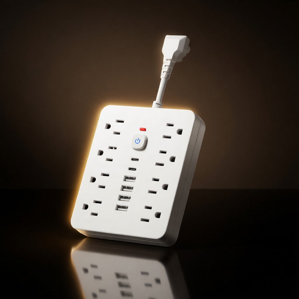 Regleta blanca de 8 tomas con USB y tipo C